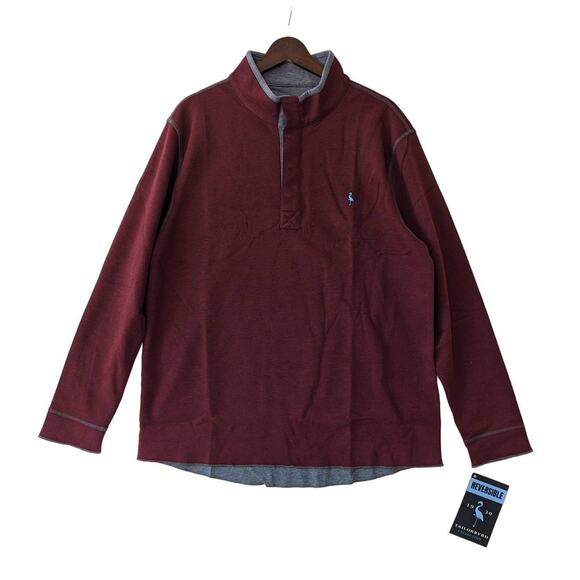Tailor Byrd Reversible Pullover Sweatshirt Size XL Burgundy 1/4 Zip Mock Neck - Picture 2 of 8